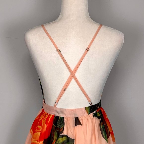 L’Atiste by Amy Peach Floral Chiffon Sleeveless Maxi Dress Open Back size Small - Picture 13 of 16